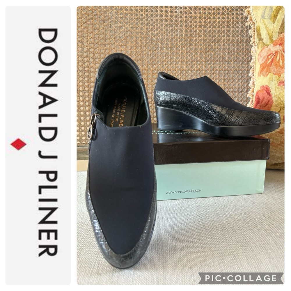 Donald J Pliner Black Sana Peace Zip Platform -8M